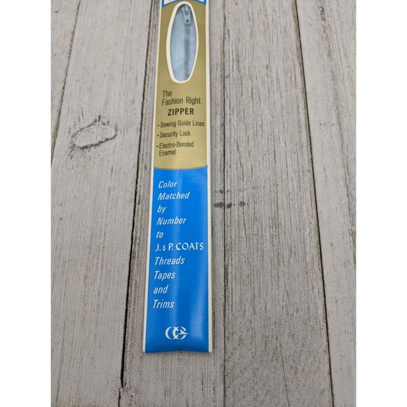 Vintage J&P Coats Dress or Neck Metal Zipper 12" Ciel Blue 3 - Picture 3 of 4